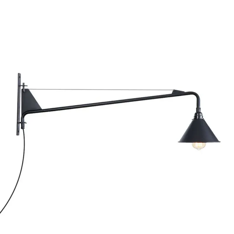 Industriële Wandlamp met Zwenkarm Metaal Zwart 1-2 Lichtpunten E26/E27 Verstelbaar Vintage Design Woonkamer | Sansoti