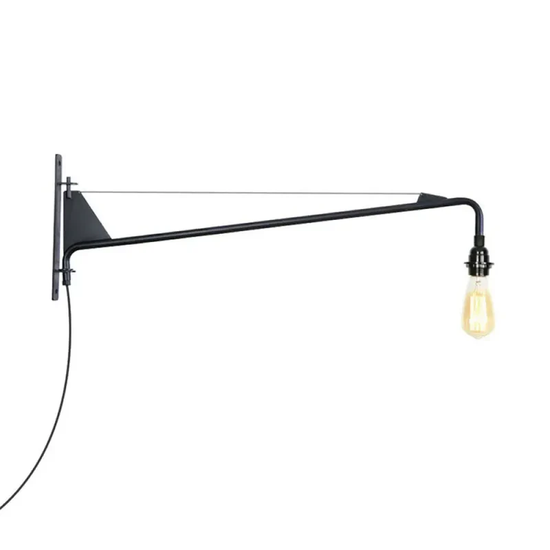 Industriële Wandlamp met Zwenkarm Metaal Zwart 1-2 Lichtpunten E26/E27 Verstelbaar Vintage Design Woonkamer | Sansoti