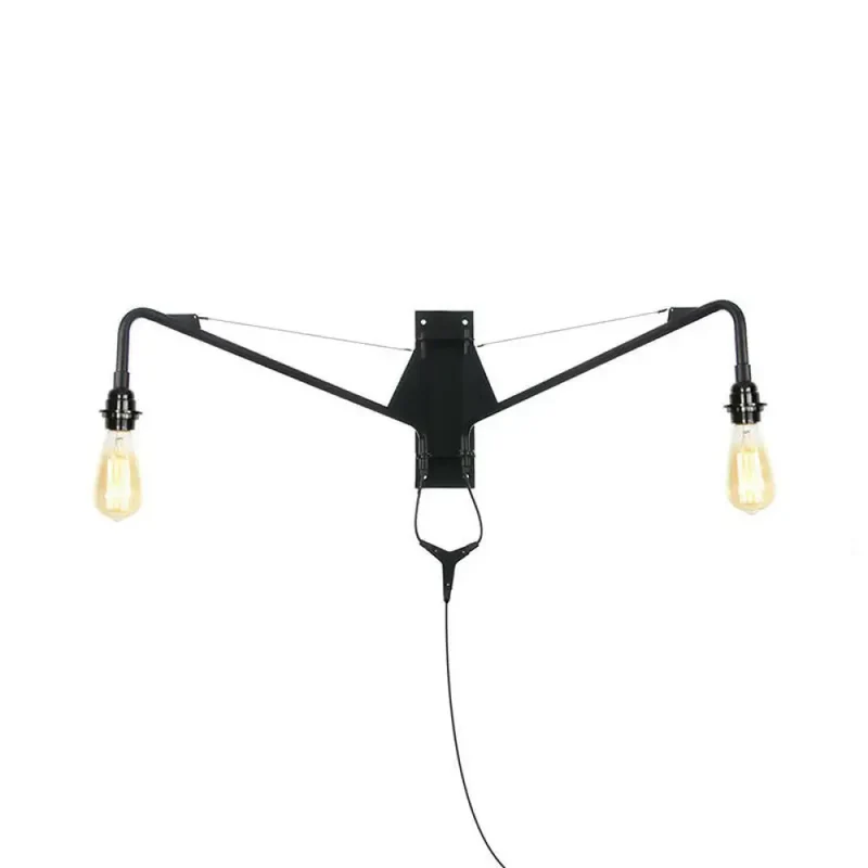 Industriële Wandlamp met Zwenkarm Metaal Zwart 1-2 Lichtpunten E26/E27 Verstelbaar Vintage Design Woonkamer | Sansoti