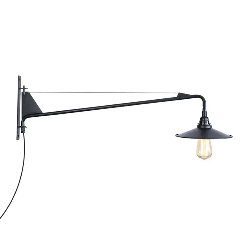 Industriële Wandlamp met Zwenkarm Metaal Zwart 1-2 Lichtpunten E26/E27 Verstelbaar Vintage Design Woonkamer | Sansoti