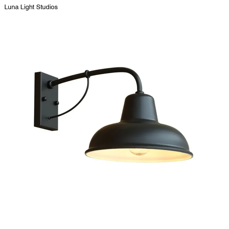 Industriële Buitenwandlamp Zwart Metaal Dome Design 1-Licht E26 E27 Fitting Wandverlichting Terras Tuin | Sansoti