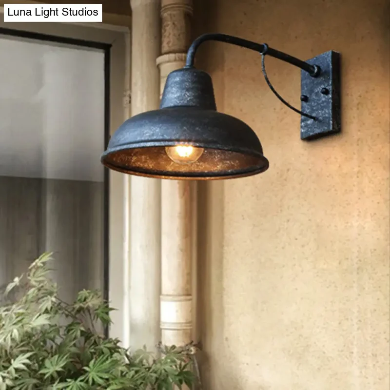 Industriële Buitenwandlamp Zwart Metaal Dome Design 1-Licht E26 E27 Fitting Wandverlichting Terras Tuin | Sansoti