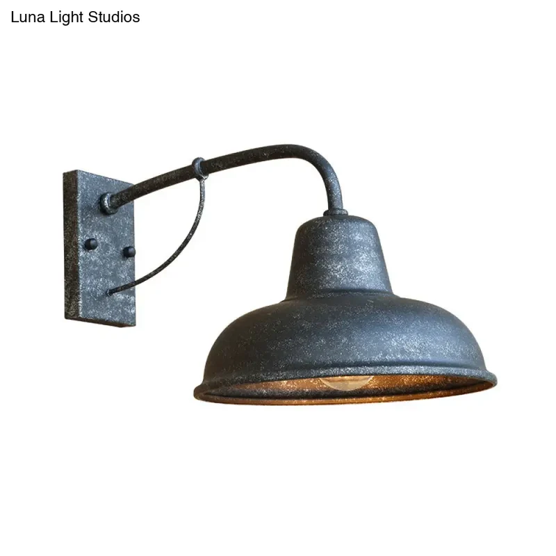 Industriële Buitenwandlamp Zwart Metaal Dome Design 1-Licht E26 E27 Fitting Wandverlichting Terras Tuin | Sansoti