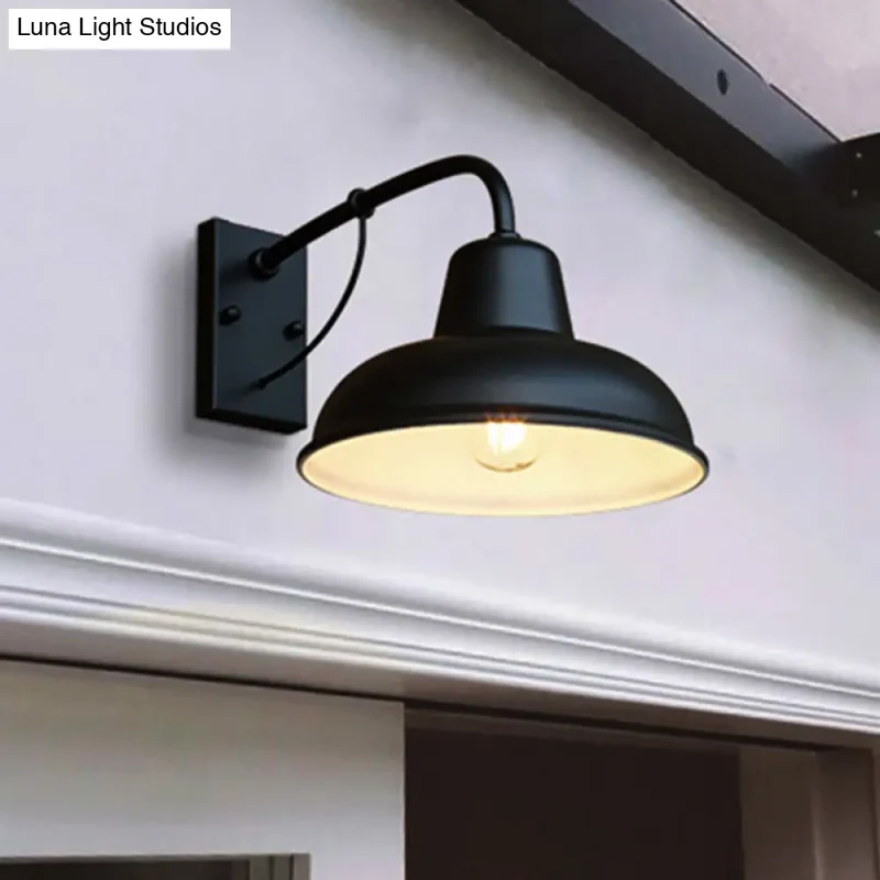 Industriële Buitenwandlamp Zwart Metaal Dome Design 1-Licht E26 E27 Fitting Wandverlichting Terras Tuin | Sansoti