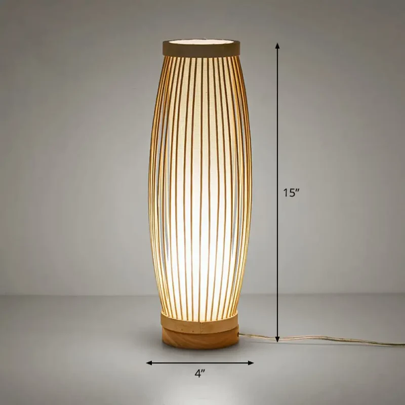 Tafellamp Bamboe Oosterse Stijl Natuurhout Basis Sfeerverlichting Theehoek Aziatisch Design Woonkamer | Sansoti