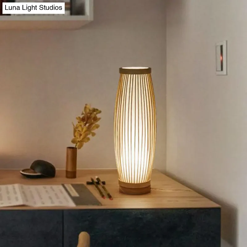 Tafellamp Bamboe Oosterse Stijl Natuurhout Basis Sfeerverlichting Theehoek Aziatisch Design Woonkamer | Sansoti