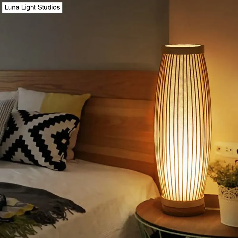 Tafellamp Bamboe Oosterse Stijl Natuurhout Basis Sfeerverlichting Theehoek Aziatisch Design Woonkamer | Sansoti