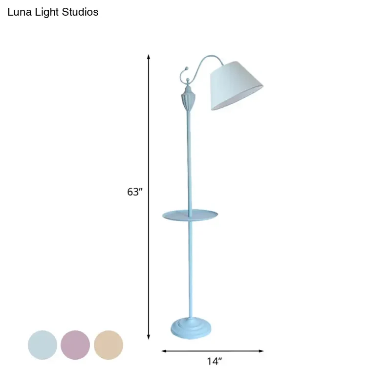 Staande Lamp met Stoffen Kap en Opbergplateau 160cm - Roze Blauw Geel Groen - E26/E27 Fitting - Moderne Vloerlamp | Sansoti