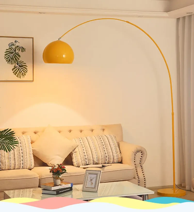 Staande Lamp met Hengelvorm en Golvende Kap - Stalen Vloerlamp 180cm - Moderne Design Verlichting Woonkamer | Sansoti