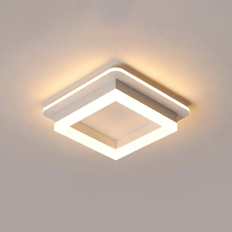 LED Plafondlamp Metaal met Acryl Diffuser Rond Vierkant Zwart Wit Dimbaar Modern Design voor Gang Hal Slaapkamer | Sansoti