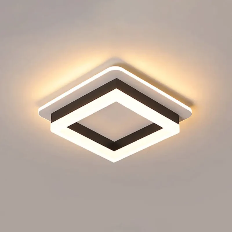 LED Plafondlamp Metaal met Acryl Diffuser Rond Vierkant Zwart Wit Dimbaar Modern Design voor Gang Hal Slaapkamer | Sansoti