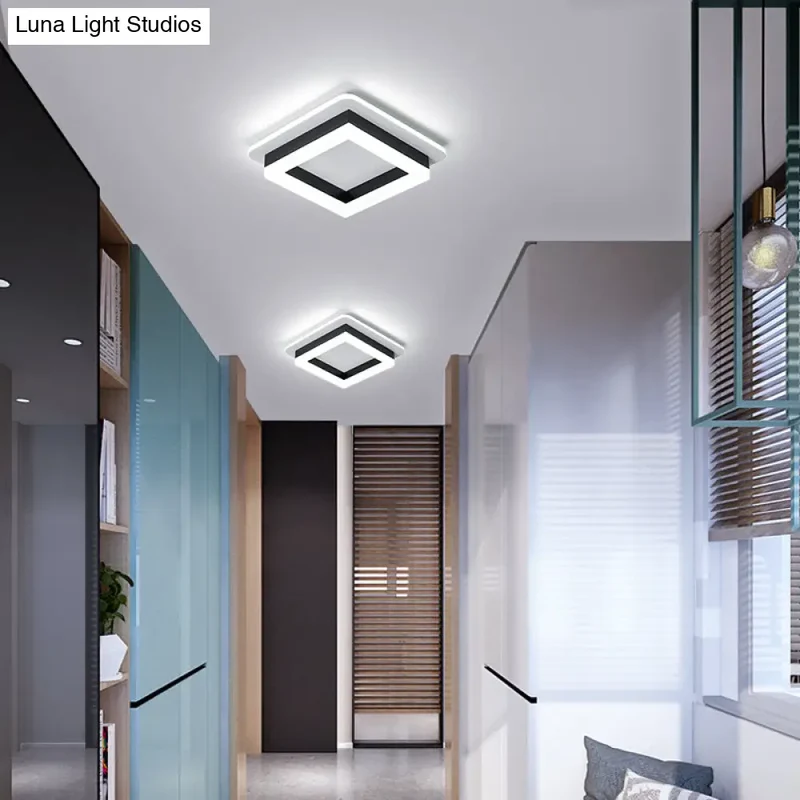 LED Plafondlamp Metaal met Acryl Diffuser Rond Vierkant Zwart Wit Dimbaar Modern Design voor Gang Hal Slaapkamer | Sansoti