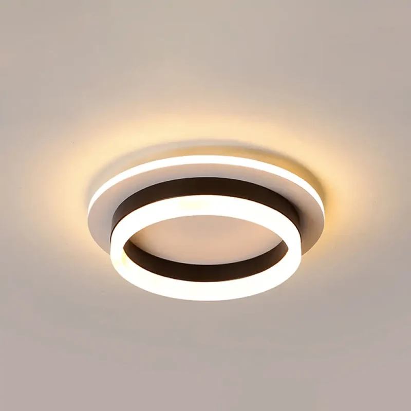 LED Plafondlamp Metaal met Acryl Diffuser Rond Vierkant Zwart Wit Dimbaar Modern Design voor Gang Hal Slaapkamer | Sansoti
