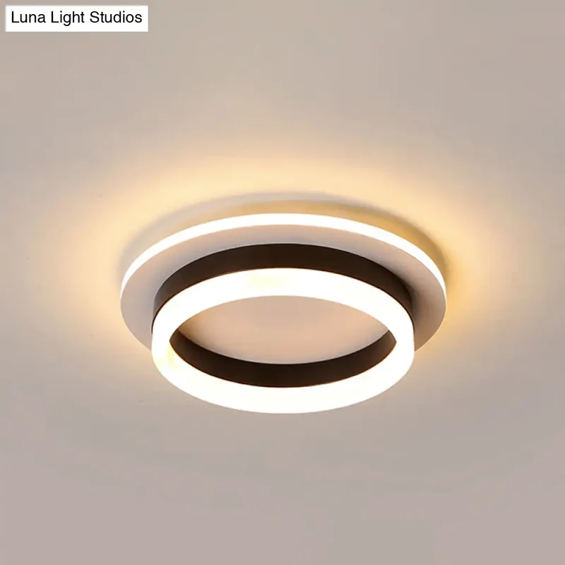 LED Plafondlamp Metaal met Acryl Diffuser Rond Vierkant Zwart Wit Dimbaar Modern Design voor Gang Hal Slaapkamer | Sansoti