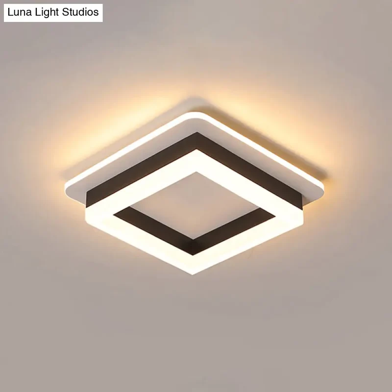 LED Plafondlamp Metaal met Acryl Diffuser Rond Vierkant Zwart Wit Dimbaar Modern Design voor Gang Hal Slaapkamer | Sansoti