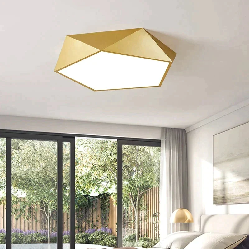 Geometrische Plafondlamp Goud met Dimfunctie Afstandsbediening LED Modern Design Woonkamer Slaapkamer | Sansoti