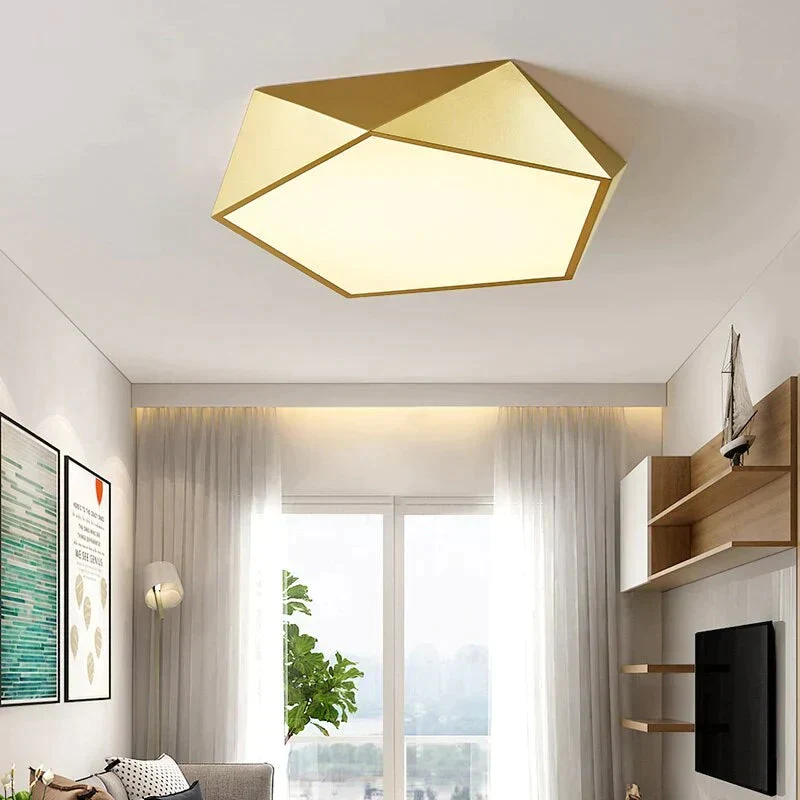 Geometrische Plafondlamp Goud met Dimfunctie Afstandsbediening LED Modern Design Woonkamer Slaapkamer | Sansoti