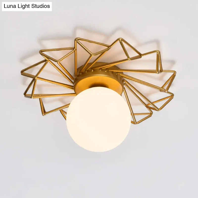 Plafondlamp Goud met Crème Glazen Bol G9 Fitting Slaapkamer Woonkamer Modern Design Flushmount Plafondverlichting | Sansoti