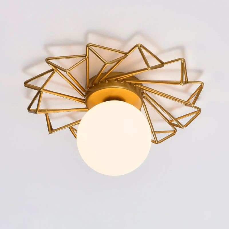 Plafondlamp Goud met Crème Glazen Bol G9 Fitting Slaapkamer Woonkamer Modern Design Flushmount Plafondverlichting | Sansoti