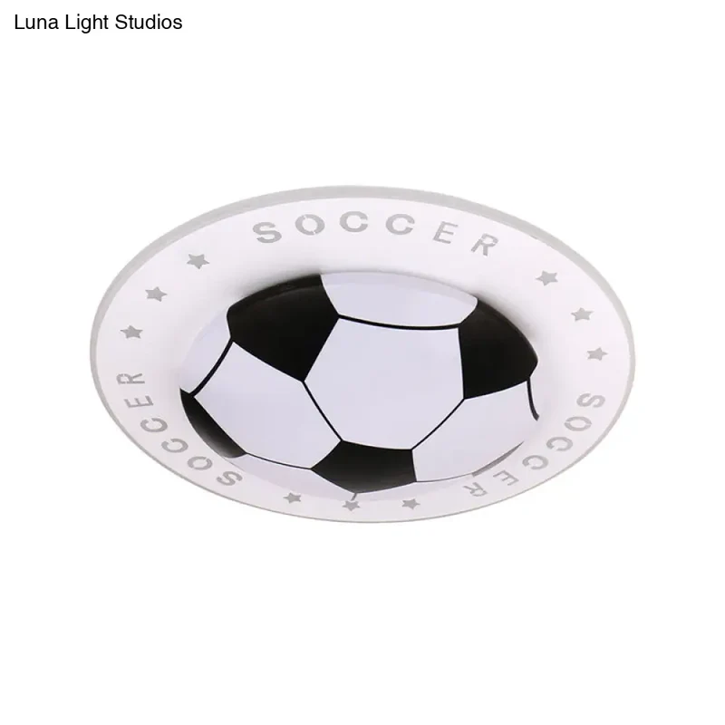 LED Plafondlamp Voetbal Kinderkamer 42cm Zwart Blauw Acryl Plafondspot Sportief Jongenskamer Verlichting | Sansoti
