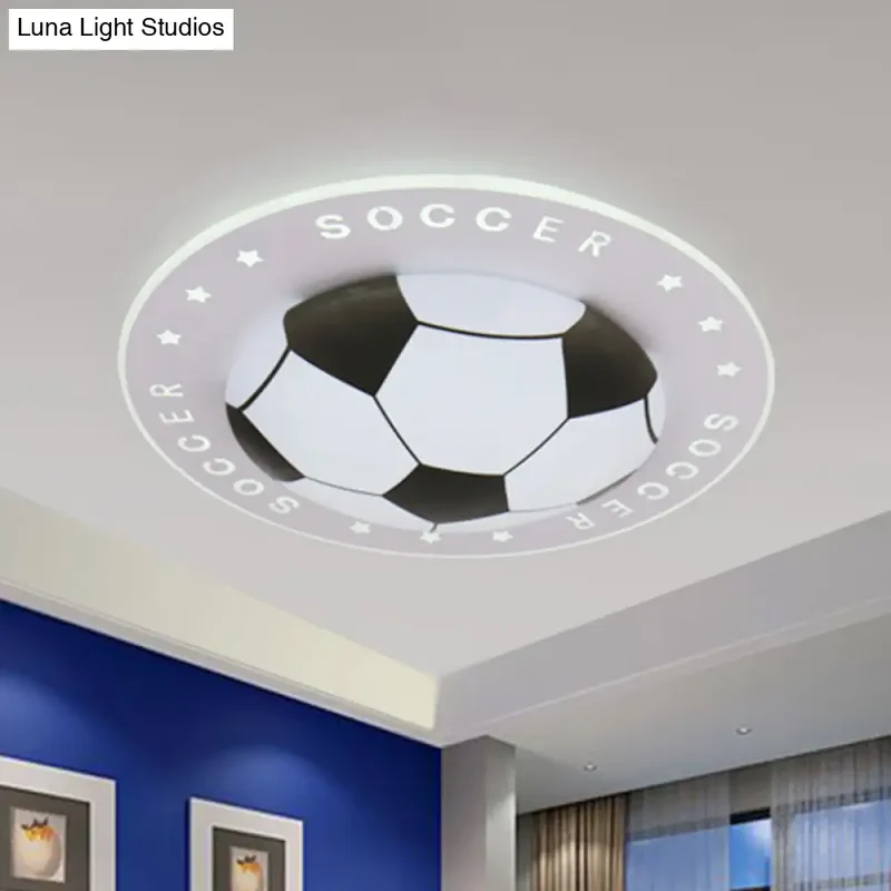 LED Plafondlamp Voetbal Kinderkamer 42cm Zwart Blauw Acryl Plafondspot Sportief Jongenskamer Verlichting | Sansoti