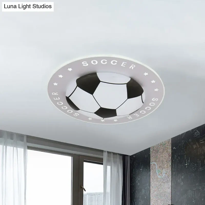 LED Plafondlamp Voetbal Kinderkamer 42cm Zwart Blauw Acryl Plafondspot Sportief Jongenskamer Verlichting | Sansoti