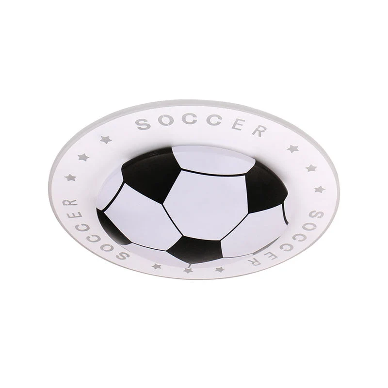 LED Plafondlamp Voetbal Kinderkamer 42cm Zwart Blauw Acryl Plafondspot Sportief Jongenskamer Verlichting | Sansoti