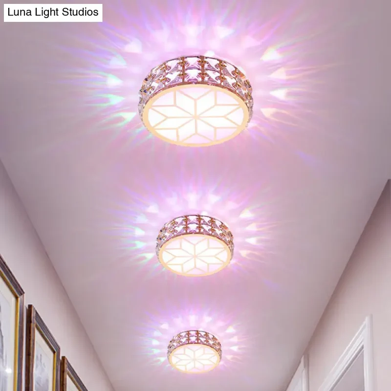 Kristallen Plafondlamp Rond LED Inbouw Champagne Goud 15-20cm Gang Hal Slaapkamer Moderne Luxe Verlichting | Sansoti