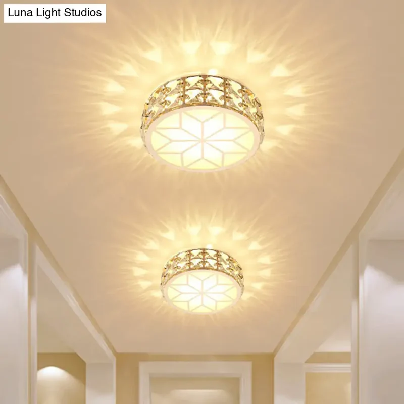 Kristallen Plafondlamp Rond LED Inbouw Champagne Goud 15-20cm Gang Hal Slaapkamer Moderne Luxe Verlichting | Sansoti
