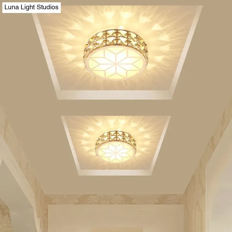 Kristallen Plafondlamp Rond LED Inbouw Champagne Goud 15-20cm Gang Hal Slaapkamer Moderne Luxe Verlichting | Sansoti