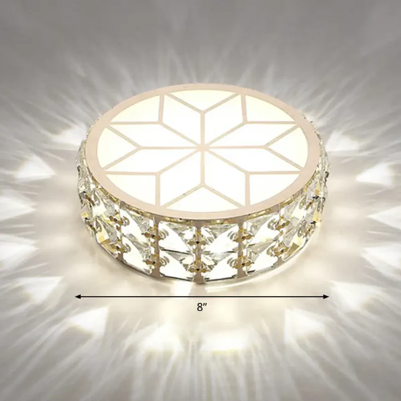 Kristallen Plafondlamp Rond LED Inbouw Champagne Goud 15-20cm Gang Hal Slaapkamer Moderne Luxe Verlichting | Sansoti