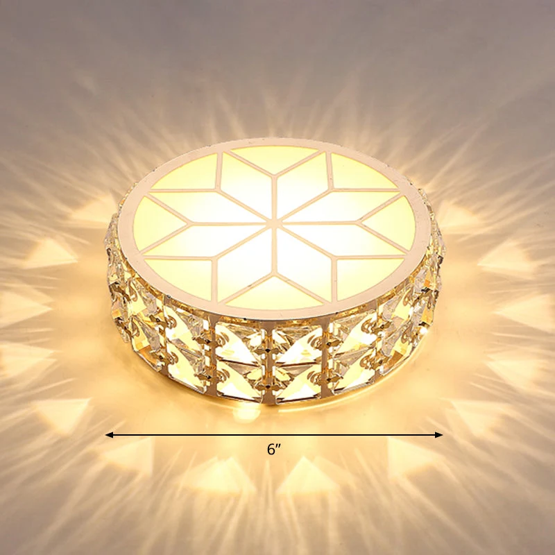 Kristallen Plafondlamp Rond LED Inbouw Champagne Goud 15-20cm Gang Hal Slaapkamer Moderne Luxe Verlichting | Sansoti