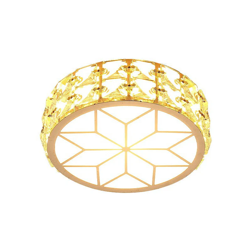 Kristallen Plafondlamp Rond LED Inbouw Champagne Goud 15-20cm Gang Hal Slaapkamer Moderne Luxe Verlichting | Sansoti