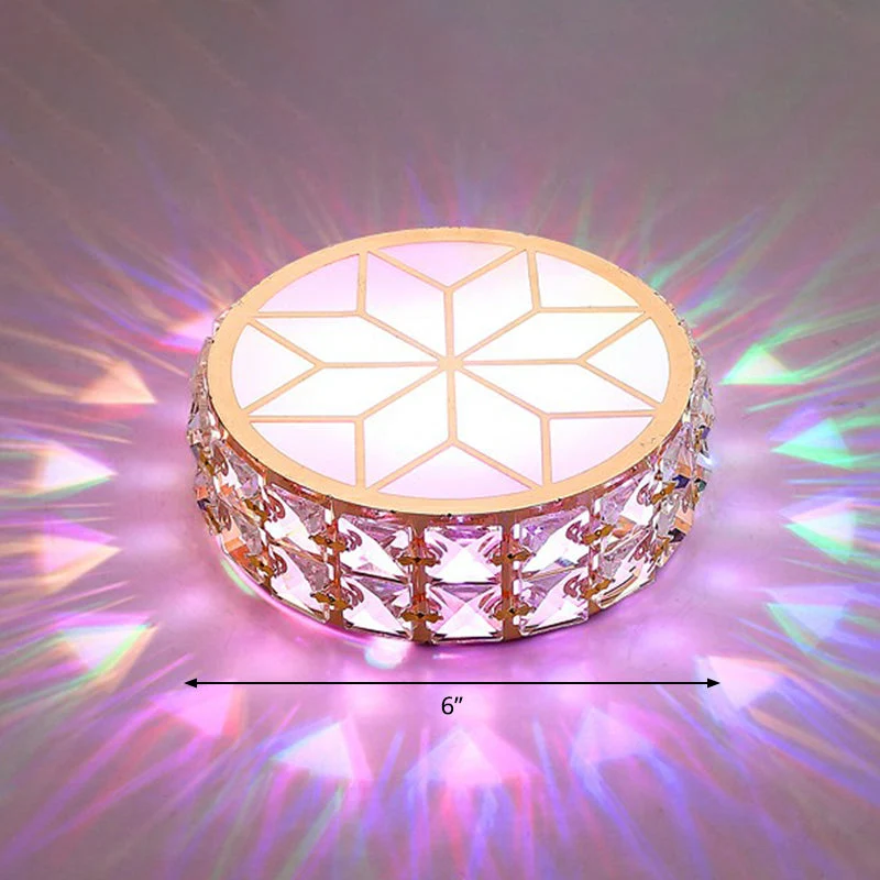 Kristallen Plafondlamp Rond LED Inbouw Champagne Goud 15-20cm Gang Hal Slaapkamer Moderne Luxe Verlichting | Sansoti