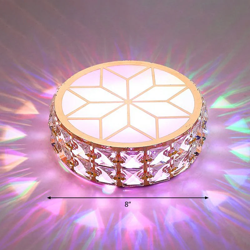 Kristallen Plafondlamp Rond LED Inbouw Champagne Goud 15-20cm Gang Hal Slaapkamer Moderne Luxe Verlichting | Sansoti