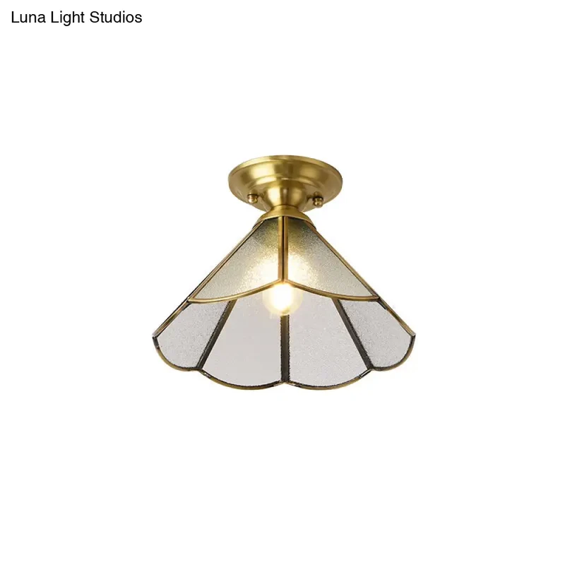 Plafondlamp Messing Schelp Semi-Flush Woonkamer Slaapkamer Hal Klassiek Design Warm Licht Elegante Verlichting | Sansoti