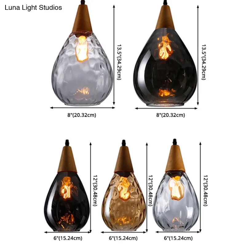 Glazen Hanglamp Druppelvorm Scandinavisch Design Eetkamer Woonkamer Plafondlamp Verstelbaar Koord 120cm E27 | Sansoti