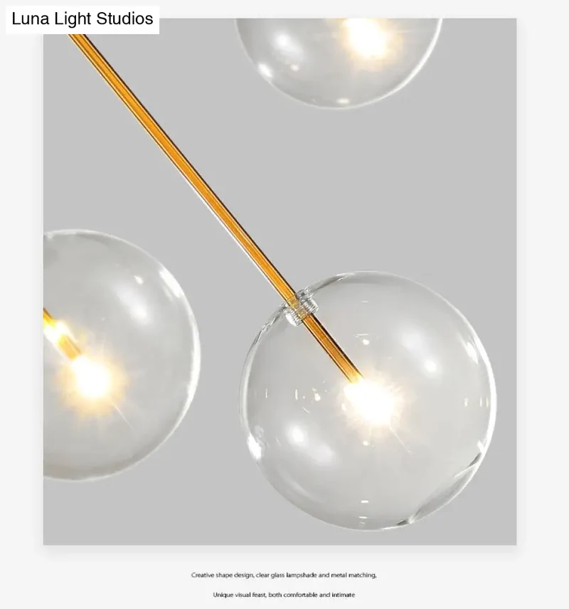 Glazen Bol Hanglamp Goud Minimalistisch Design Bolvormig Plafondverlichting Modern Interieur Woonkamer Eetkamer | Sansoti