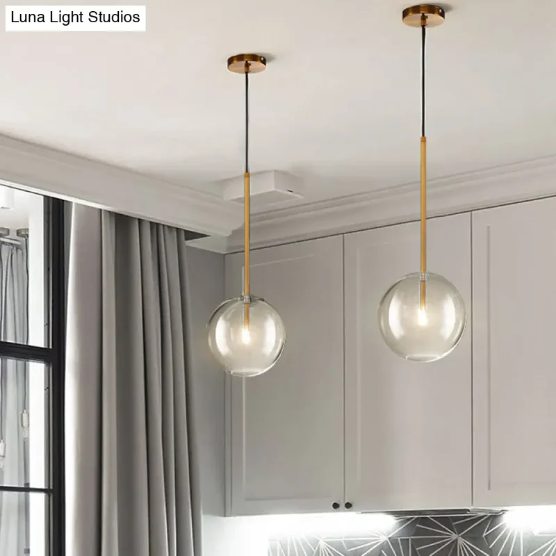 Glazen Bol Hanglamp Goud Minimalistisch Design Bolvormig Plafondverlichting Modern Interieur Woonkamer Eetkamer | Sansoti