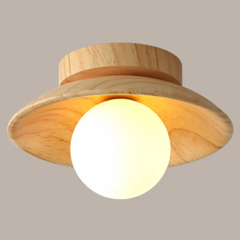 Houten Plafondlamp Semi-Flush Warm Minimalistisch Design G9 Fitting voor Hal Gang Slaapkamer Woonkamer | Sansoti