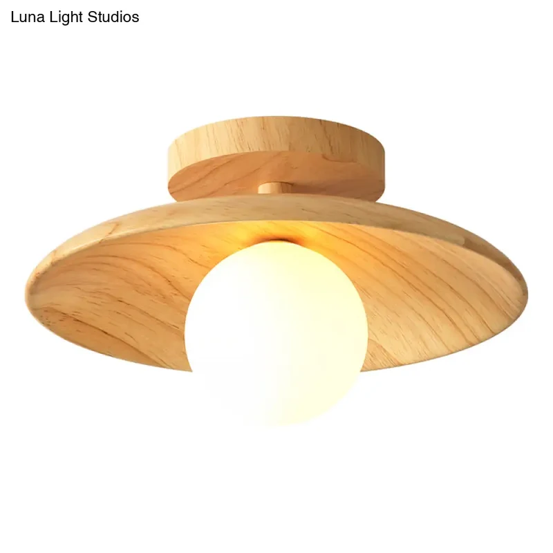 Houten Plafondlamp Semi-Flush Warm Minimalistisch Design G9 Fitting voor Hal Gang Slaapkamer Woonkamer | Sansoti