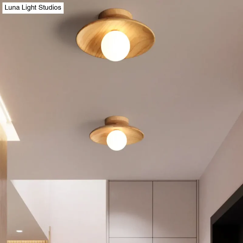 Houten Plafondlamp Semi-Flush Warm Minimalistisch Design G9 Fitting voor Hal Gang Slaapkamer Woonkamer | Sansoti