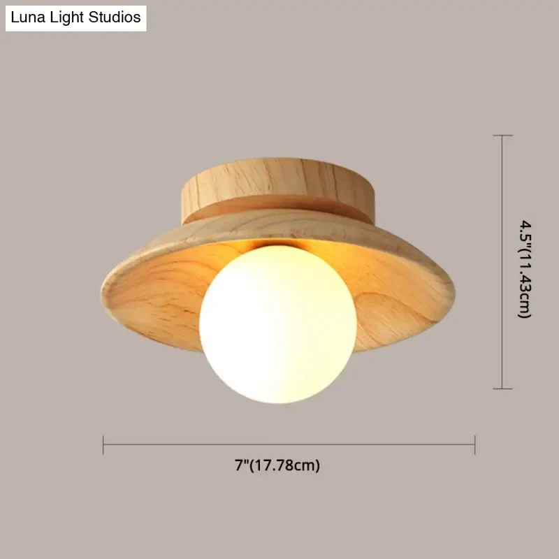 Houten Plafondlamp Semi-Flush Warm Minimalistisch Design G9 Fitting voor Hal Gang Slaapkamer Woonkamer | Sansoti