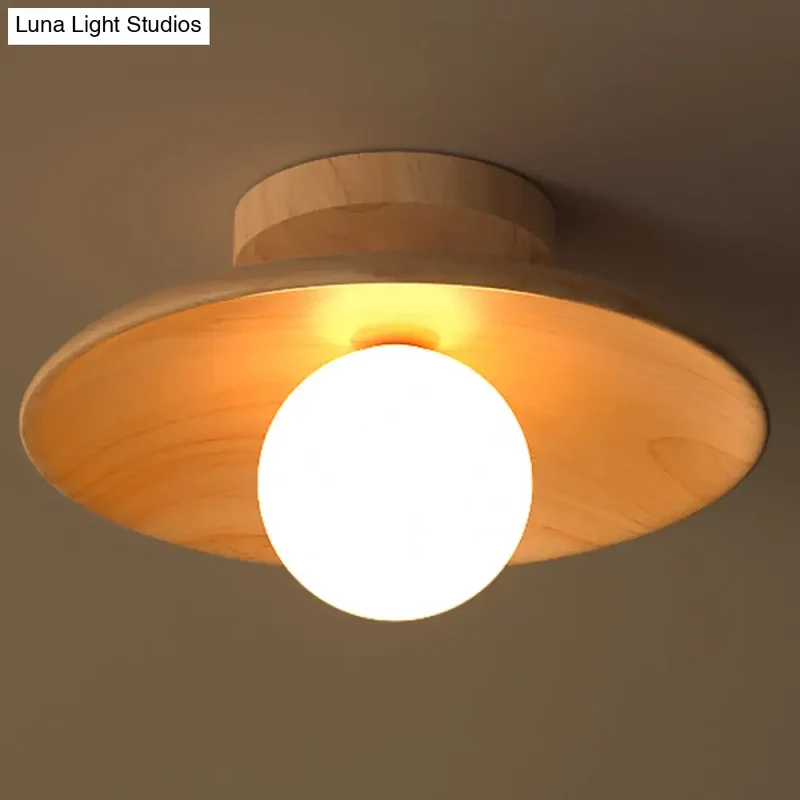 Houten Plafondlamp Semi-Flush Warm Minimalistisch Design G9 Fitting voor Hal Gang Slaapkamer Woonkamer | Sansoti