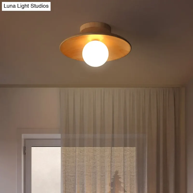 Houten Plafondlamp Semi-Flush Warm Minimalistisch Design G9 Fitting voor Hal Gang Slaapkamer Woonkamer | Sansoti