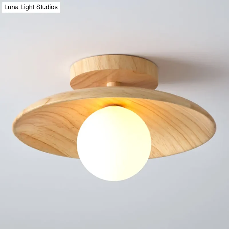 Houten Plafondlamp Semi-Flush Warm Minimalistisch Design G9 Fitting voor Hal Gang Slaapkamer Woonkamer | Sansoti