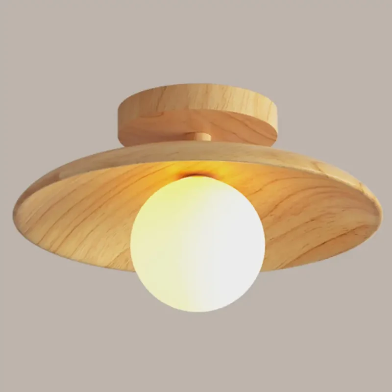 Houten Plafondlamp Semi-Flush Warm Minimalistisch Design G9 Fitting voor Hal Gang Slaapkamer Woonkamer | Sansoti