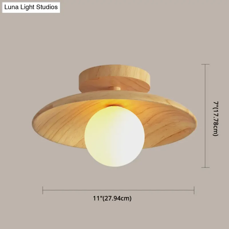 Houten Plafondlamp Semi-Flush Warm Minimalistisch Design G9 Fitting voor Hal Gang Slaapkamer Woonkamer | Sansoti