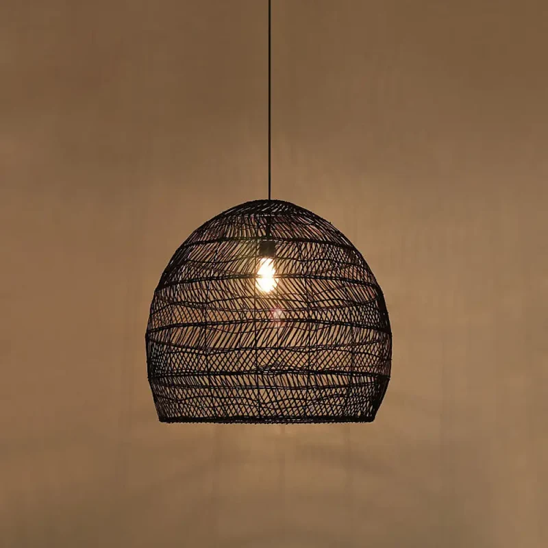Rotan Hanglamp Cloche Scandinavisch Design Eettafel Verlichting Natuurlijke Stijl Woonkamer Keuken Eetkamer | Sansoti