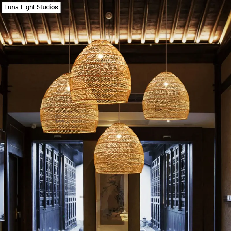 Rotan Hanglamp Cloche Scandinavisch Design Eettafel Verlichting Natuurlijke Stijl Woonkamer Keuken Eetkamer | Sansoti
